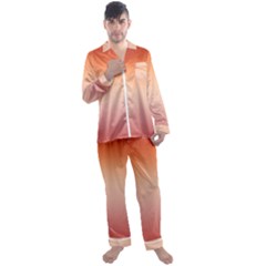 Vermilion Coral Sunset Gradient Ombre Men s Long Sleeve Satin Pyjamas Set by SpinnyChairDesigns