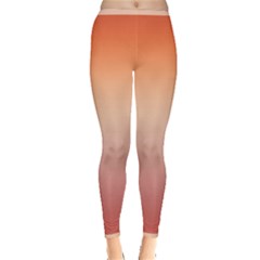 Vermilion Coral Sunset Gradient Ombre Inside Out Leggings by SpinnyChairDesigns
