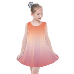Vermilion Coral Sunset Gradient Ombre Kids  Summer Dress by SpinnyChairDesigns