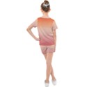 Vermilion Coral Sunset Gradient Ombre Kids  Mesh Tee and Shorts Set View2