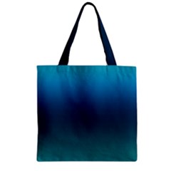 Blue Teal Green Gradient Ombre Colors Zipper Grocery Tote Bag by SpinnyChairDesigns