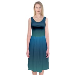 Blue Teal Green Gradient Ombre Colors Midi Sleeveless Dress