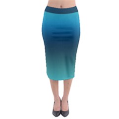 Blue Teal Green Gradient Ombre Colors Midi Pencil Skirt by SpinnyChairDesigns
