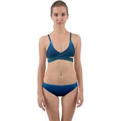 Blue Teal Green Gradient Ombre Colors Wrap Around Bikini Set by SpinnyChairDesigns