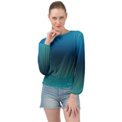 Blue Teal Green Gradient Ombre Colors Banded Bottom Chiffon Top by SpinnyChairDesigns