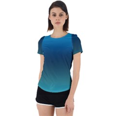 Blue Teal Green Gradient Ombre Colors Back Cut Out Sport Tee by SpinnyChairDesigns