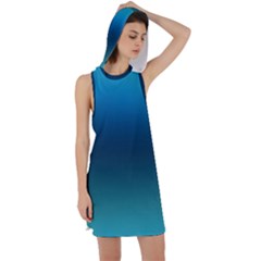 Blue Teal Green Gradient Ombre Colors Racer Back Hoodie Dress by SpinnyChairDesigns