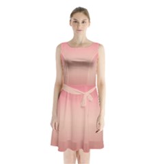 Pink Blush Gradient Ombre Colors Sleeveless Waist Tie Chiffon Dress by SpinnyChairDesigns