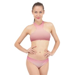 Pink Blush Gradient Ombre Colors High Neck Bikini Set by SpinnyChairDesigns