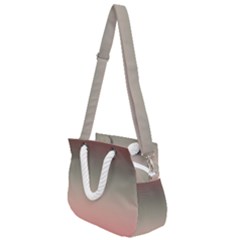 Tea Rose And Sage Gradient Ombre Colors Rope Handles Shoulder Strap Bag by SpinnyChairDesigns