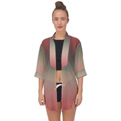 Tea Rose And Sage Gradient Ombre Colors Open Front Chiffon Kimono by SpinnyChairDesigns