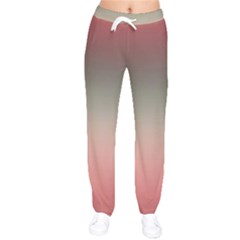 Tea Rose And Sage Gradient Ombre Colors Women Velvet Drawstring Pants