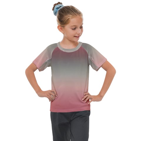 Tea Rose And Sage Gradient Ombre Colors Kids  Mesh Piece Tee by SpinnyChairDesigns