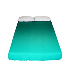Teal Turquoise Green Gradient Ombre Fitted Sheet (full/ Double Size) by SpinnyChairDesigns