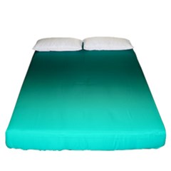 Teal Turquoise Green Gradient Ombre Fitted Sheet (california King Size) by SpinnyChairDesigns