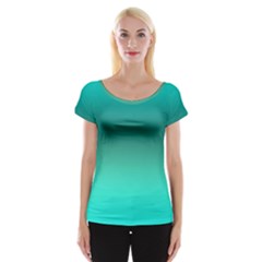 Teal Turquoise Green Gradient Ombre Cap Sleeve Top by SpinnyChairDesigns