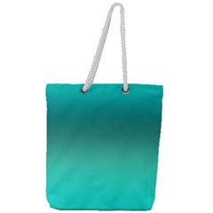 Teal Turquoise Green Gradient Ombre Full Print Rope Handle Tote (large) by SpinnyChairDesigns