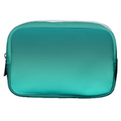 Teal Turquoise Green Gradient Ombre Make Up Pouch (small) by SpinnyChairDesigns