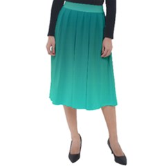 Teal Turquoise Green Gradient Ombre Classic Velour Midi Skirt  by SpinnyChairDesigns