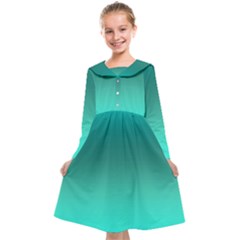 Teal Turquoise Green Gradient Ombre Kids  Midi Sailor Dress by SpinnyChairDesigns