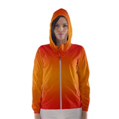 Red Orange Gradient Ombre Colored Women s Hooded Windbreaker by SpinnyChairDesigns