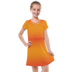 Red Orange Gradient Ombre Colored Kids  Cross Web Dress by SpinnyChairDesigns