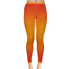 Red Orange Gradient Ombre Colored Inside Out Leggings by SpinnyChairDesigns