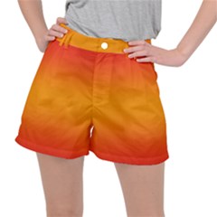 Red Orange Gradient Ombre Colored Ripstop Shorts by SpinnyChairDesigns