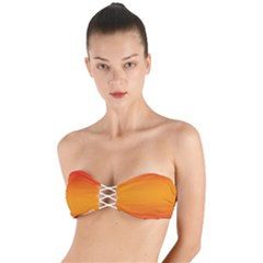 Red Orange Gradient Ombre Colored Twist Bandeau Bikini Top by SpinnyChairDesigns