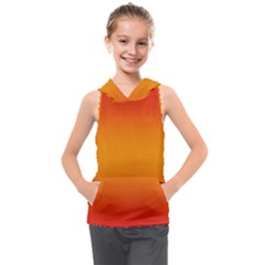 Red Orange Gradient Ombre Colored Kids  Sleeveless Hoodie by SpinnyChairDesigns