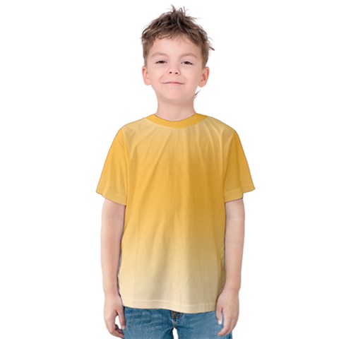 Saffron Yellow And Cream Gradient Ombre Color Kids  Cotton Tee by SpinnyChairDesigns