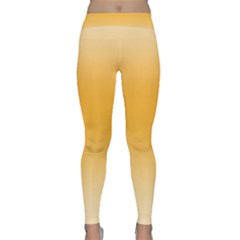 Saffron Yellow And Cream Gradient Ombre Color Classic Yoga Leggings by SpinnyChairDesigns