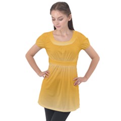 Saffron Yellow And Cream Gradient Ombre Color Puff Sleeve Tunic Top by SpinnyChairDesigns