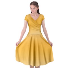 Saffron Yellow And Cream Gradient Ombre Color Cap Sleeve Wrap Front Dress by SpinnyChairDesigns