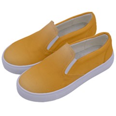 Saffron Yellow And Cream Gradient Ombre Color Kids  Canvas Slip Ons by SpinnyChairDesigns