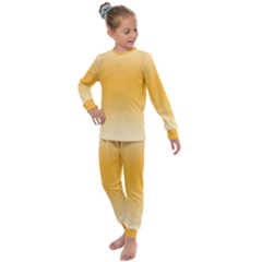 Saffron Yellow And Cream Gradient Ombre Color Kids  Long Sleeve Set  by SpinnyChairDesigns
