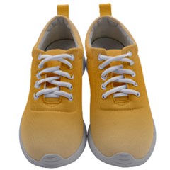 Saffron Yellow And Cream Gradient Ombre Color Mens Athletic Shoes by SpinnyChairDesigns