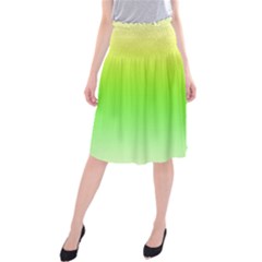 Lemon Yellow And Lime Green Gradient Ombre Color Midi Beach Skirt by SpinnyChairDesigns