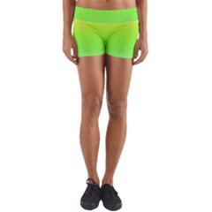 Lemon Yellow And Lime Green Gradient Ombre Color Yoga Shorts by SpinnyChairDesigns