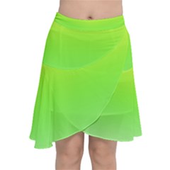 Lemon Yellow And Lime Green Gradient Ombre Color Chiffon Wrap Front Skirt by SpinnyChairDesigns