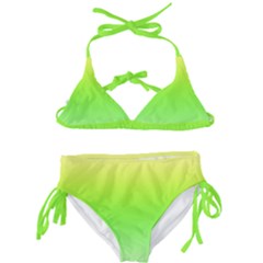 Lemon Yellow And Lime Green Gradient Ombre Color Kids  Classic Bikini Set by SpinnyChairDesigns