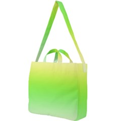 Lemon Yellow And Lime Green Gradient Ombre Color Square Shoulder Tote Bag by SpinnyChairDesigns