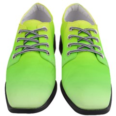 Lemon Yellow And Lime Green Gradient Ombre Color Women Heeled Oxford Shoes by SpinnyChairDesigns