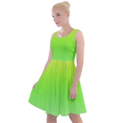 Lemon Yellow And Lime Green Gradient Ombre Color Knee Length Skater Dress by SpinnyChairDesigns