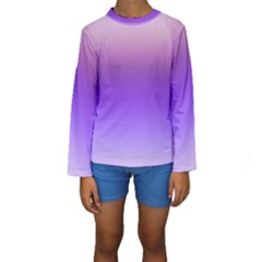 Plum And Violet Purple Gradient Ombre Color Kids  Long Sleeve Swimwear by SpinnyChairDesigns