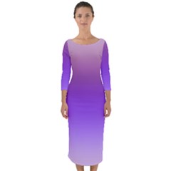 Plum And Violet Purple Gradient Ombre Color Quarter Sleeve Midi Bodycon Dress by SpinnyChairDesigns