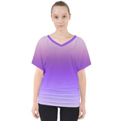 Plum And Violet Purple Gradient Ombre Color V-neck Dolman Drape Top by SpinnyChairDesigns