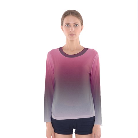 Blush Pink And Grey Gradient Ombre Color Women s Long Sleeve Tee by SpinnyChairDesigns