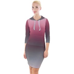 Blush Pink And Grey Gradient Ombre Color Quarter Sleeve Hood Bodycon Dress by SpinnyChairDesigns