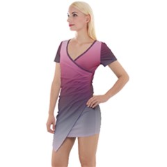 Blush Pink And Grey Gradient Ombre Color Short Sleeve Asymmetric Mini Dress by SpinnyChairDesigns